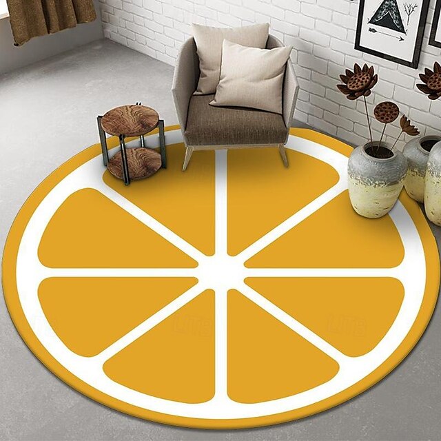 Fruit Rug Floor Mat Non-Slip Round Area Rugs Kitchen Floor Mat Soft Carpet for Bedroom Livingroom Bedside