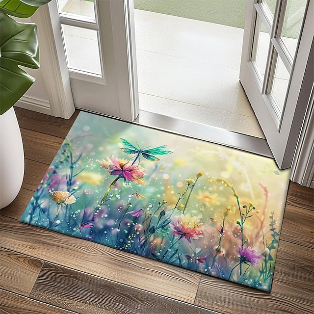 Butterfly Flowers Doormat Non-Slip Oil Proof Rug Indoor Outdoor Mat Bedroom Decor Bathroom Mat Entrance Rug Door Mat