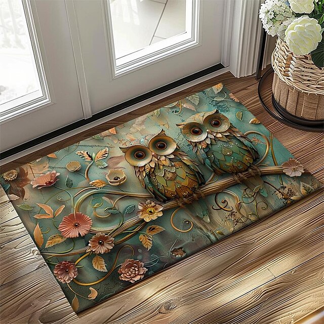 Owl 3D Painting Doormat Kitchen Mat Floor Mat Non-Slip Area Rug Oil Proof Rug Indoor Outdoor Mat Bedroom Decor Bathroom Mat Entrance Rug