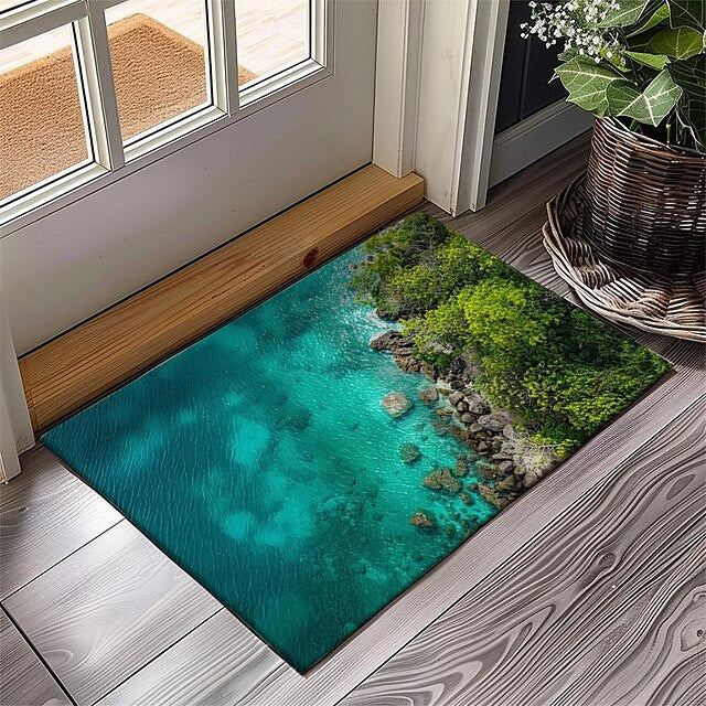 Beach View Doormat Kitchen Mat Floor Mat Non-Slip Area Rug Oil Proof Rug Indoor Outdoor Mat Bedroom Decor Bathroom Mat Entrance Rug