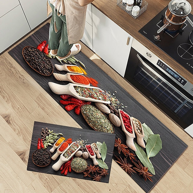 Seasoning Kitchen Mat Non-Slip Oil Proof Rug Indoor Outdoor Mat Bedroom Decor Bathroom Mat Entrance Rug Door Mat