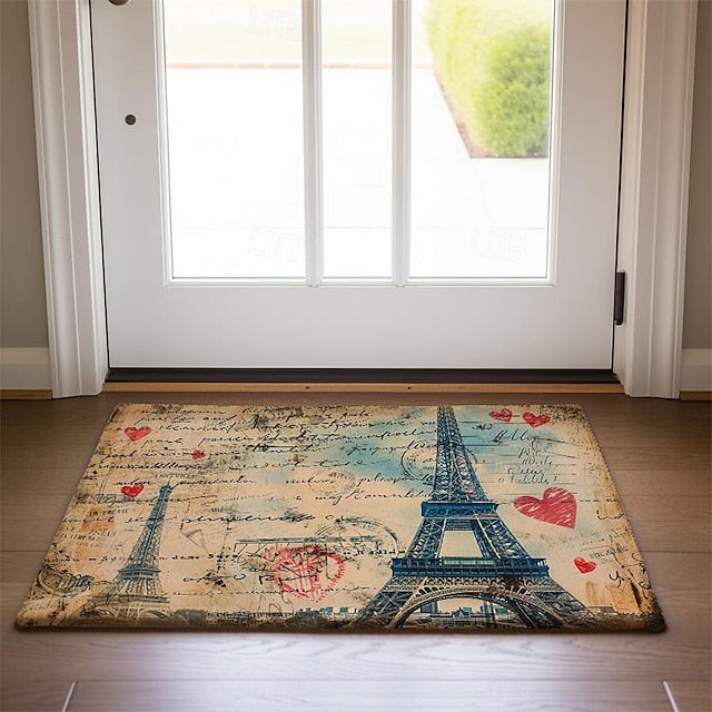 Graffiti Doormat Kitchen Mat Floor Mat Non-Slip Area Rug Oil Proof Rug Indoor Outdoor Mat Bedroom Decor Bathroom Mat Entrance Rug Eiffel Tower