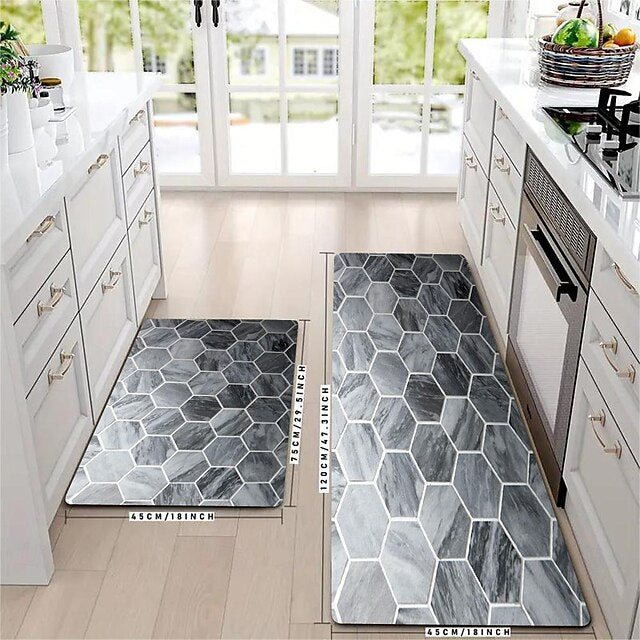 Geometric Grey Area Rug Kitchen Mat Non-Slip Oil Proof Floor Mat Livingroom Rug Indoor Outdoor Mat Bedroom Decor Bathroom Mat Entrance Rug Door Mat