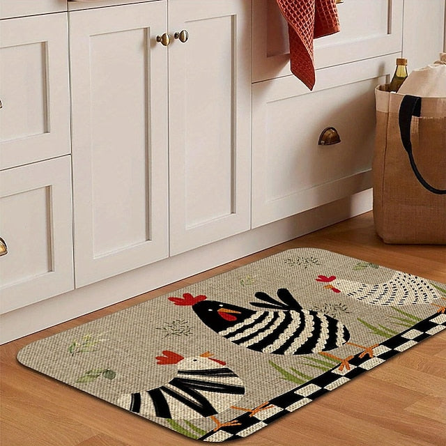 Rustic Chicken Kitchen Mat Non-Slip Rug Indoor Outdoor Mat Bedroom Decor Bathroom Mat Entrance Rug Door Mat