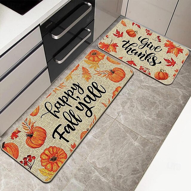 Autumn Pumpkin Truck Area Rug Kitchen Mat Non-Slip Oil Proof Floor Mat Livingroom Rug Indoor Outdoor Mat Bedroom Decor Bathroom Mat Entrance Rug Door Mat