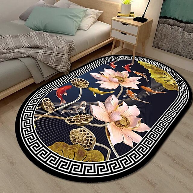 3D Oval Floor Mat Living Room Carpet Home Bedroom Cloakroom Living Room Floor Mat Machine Washable Carpet