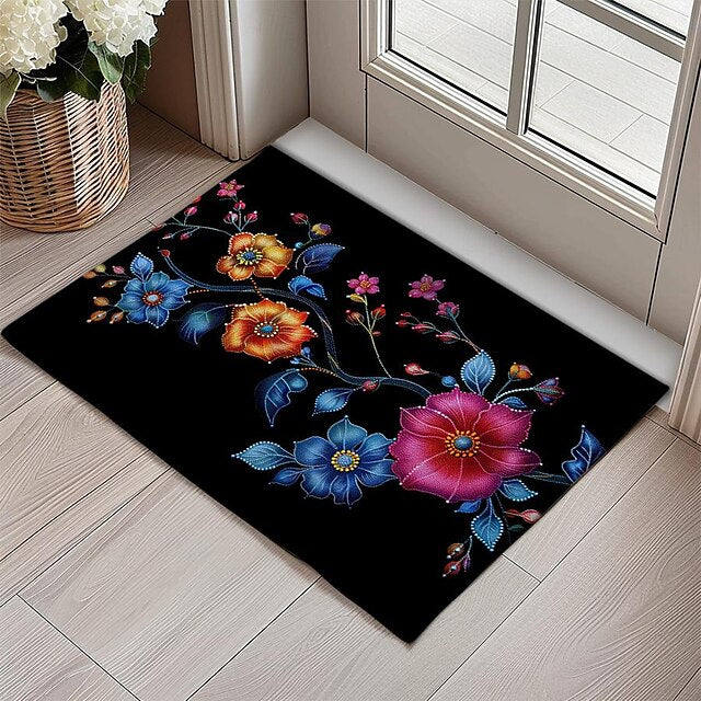 Oil Painting Flowers Doormat Floor Mats Washable Rugs Kitchen Mat Non-Slip Oil Proof Rug Indoor Outdoor Mat Bedroom Decor Bathroom Mat Entrance Rug