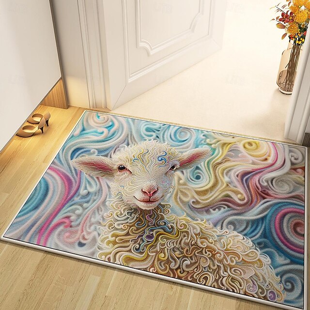 Sheep Doormat Kitchen Mat Floor Mat Non-Slip Area Rug Oil Proof Rug Indoor Outdoor Mat Bedroom Decor Bathroom Mat Entrance Rug