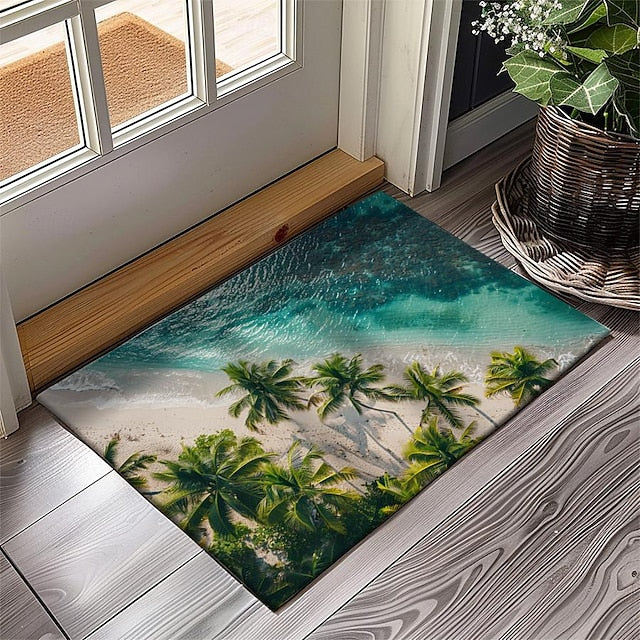 Beach View Doormat Kitchen Mat Floor Mat Non-Slip Area Rug Oil Proof Rug Indoor Outdoor Mat Bedroom Decor Bathroom Mat Entrance Rug