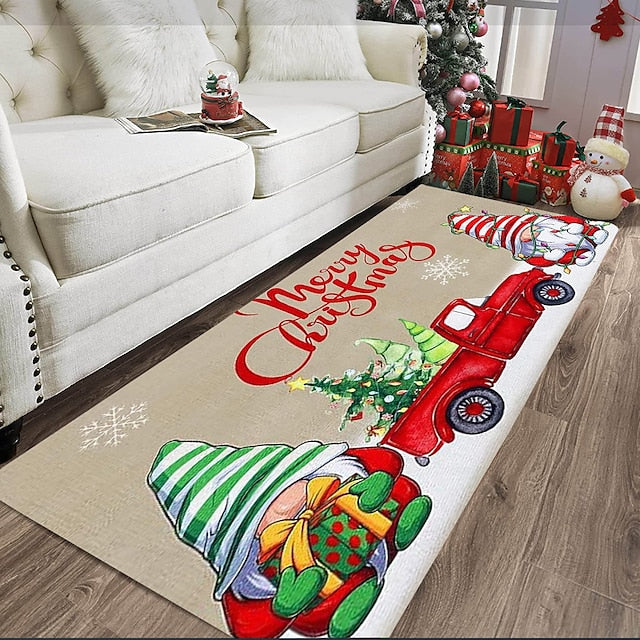 Christmas Decorations Xmas Area Rug Gnomes Non Slip Floor Mat Bedside Livingroom Bedroom Indoor Outdoor