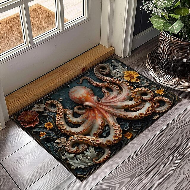 Octopus Doormat Kitchen Mat Floor Mat Non-Slip Area Rug Oil Proof Rug Indoor Outdoor Mat Bedroom Decor Bathroom Mat Entrance Rug