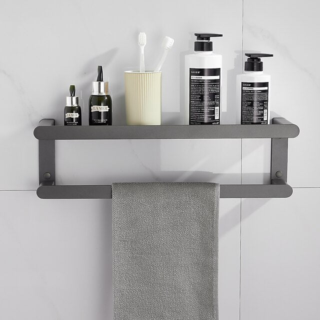 Bathroom Accessory Set,Bathroom Hardware Space Aluminium Wall Mounted Gun GreyTowel Rack /Corner Shelf/Robe Hook/Toilet Paper Holder/Towel Bar/Toilet Brush Holder