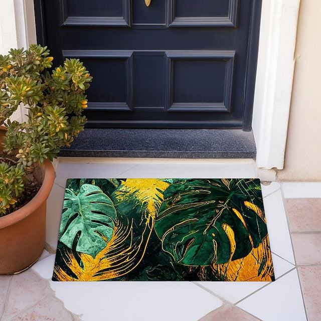 Tropical Leaves Doormat Non-Slip Oil Proof Rug Indoor Outdoor Mat Bedroom Decor Bathroom Mat Entrance Rug Door Mat