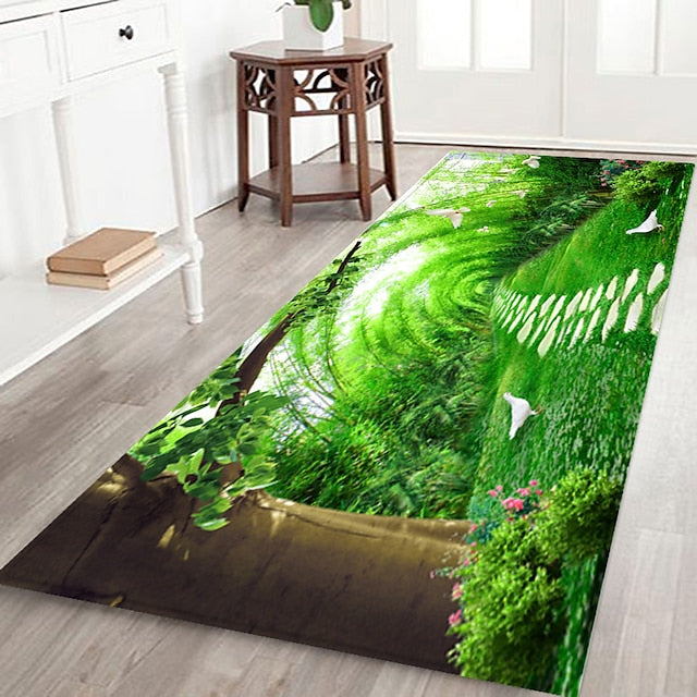 Beautiful Landscape Woods Flannel Fabric Printed Home Entrance Mattress Bathroom Mattress Mattress