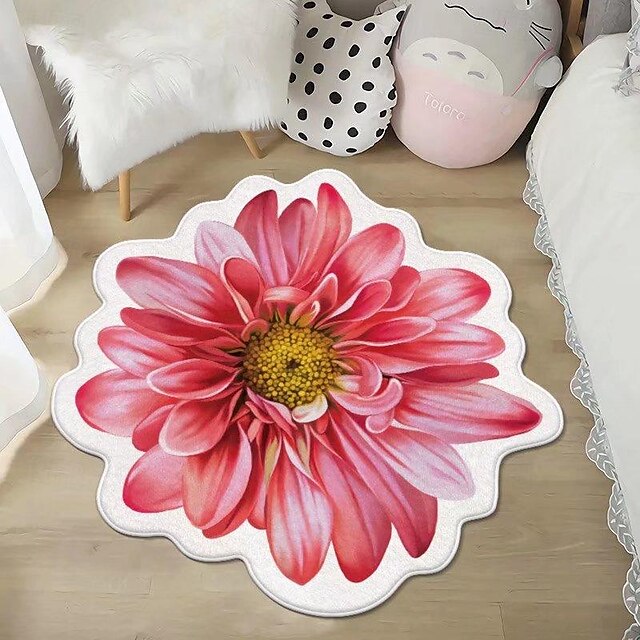 Area Rugs Flower Shaped Rugs Simple 3D Big Flower Carpet Washable Floor Mats