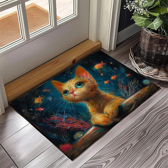 Kitty Fur Doormat Kitchen Mat Floor Mat Non-Slip Area Rug Oil Proof Rug Indoor Outdoor Mat Bedroom Decor Bathroom Mat Entrance Rug