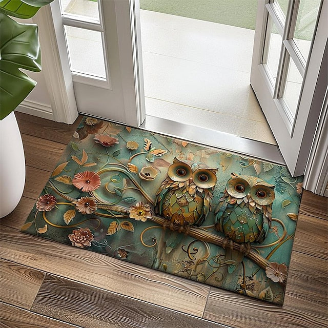 Owl 3D Painting Doormat Kitchen Mat Floor Mat Non-Slip Area Rug Oil Proof Rug Indoor Outdoor Mat Bedroom Decor Bathroom Mat Entrance Rug