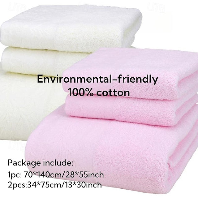 100% Cotton 3 PCS Towels Set Quick Dry, Extra Aborbent, Super Soft Towels Set 1 Handkerchief, 1 Sport Towel, 1 Bath Towel