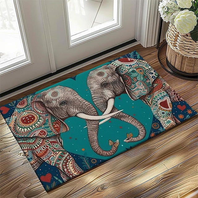 Duo Leopards Doormat Floor Mats Washable Rugs Kitchen Mat Non-Slip Oil Proof Rug Indoor Outdoor Mat Bedroom Decor Bathroom Mat Entrance Rug