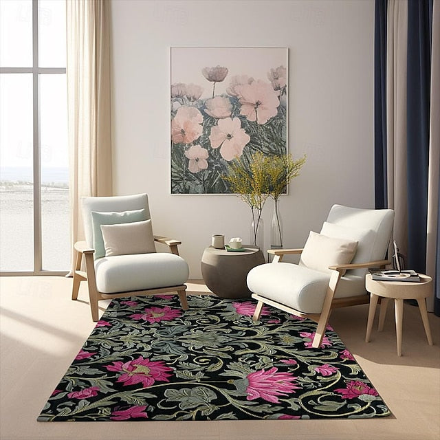 Blue Flower Area Rug Kitchen Mat Non-Slip Oil Proof Floor Mat Livingroom Rug Indoor Outdoor Mat Bedroom Decor Bathroom Mat Entrance Rug Door Mat Bird Tree of Life