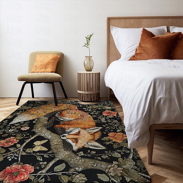 Inspired William Morris Fox Area Rug Kitchen Mat Non-Slip Oil Proof Floor Mat Livingroom Rug Indoor Outdoor Mat Bedroom Decor Bathroom Mat Entrance Rug Door Mat