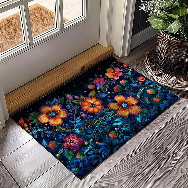 Oil Painting Flowers Doormat Floor Mats Washable Rugs Kitchen Mat Non-Slip Oil Proof Rug Indoor Outdoor Mat Bedroom Decor Bathroom Mat Entrance Rug