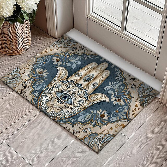 Hamsa Hand Ramadan Doormat Floor Mats Washable Rugs Kitchen Mat Non-Slip Oil Proof Rug Indoor Outdoor Mat Bedroom Decor Bathroom Mat Entrance Rug