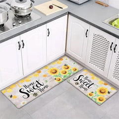 Sunflowers Area Rug Kitchen Mat Non-Slip Oil Proof Floor Mat Livingroom Rug Indoor Outdoor Mat Bedroom Decor Bathroom Mat Entrance Rug Door Mat Black