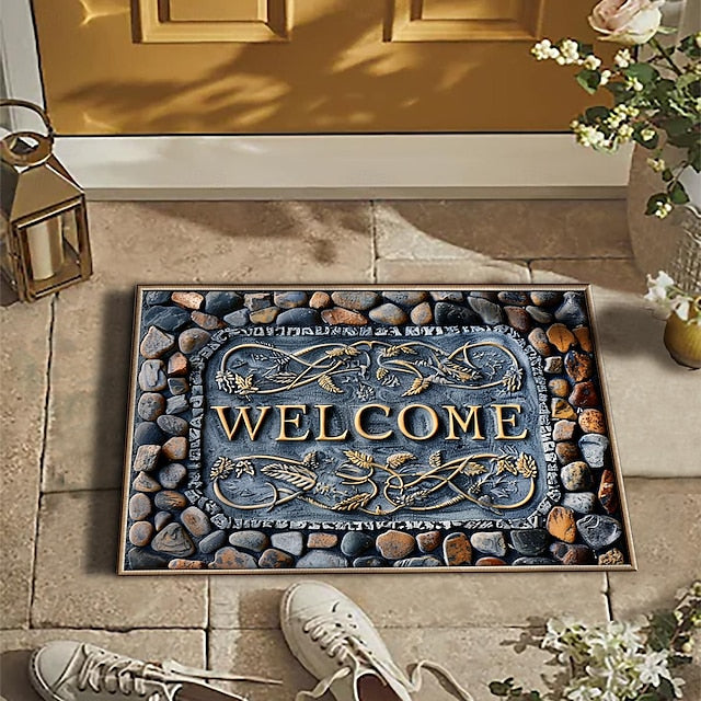 Valentine's Day Cobblestone Home Doormat Kitchen Mat Floor Mat Non-Slip Area Rug Oil Proof Rug Indoor Outdoor Mat Bedroom Decor Bathroom Mat Entrance Rug