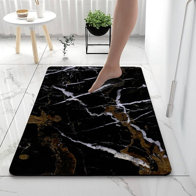 Diatomaceous Earth Bath Mat Non-slip Marble Pattern Super Absorbent Bathroom Rug Door Mat New Design