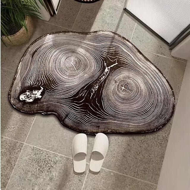 Door Mat Floor Mat Non Slip Ring of Tree 3D Trunk Wooden Log Print Area Rug Bath Mat Waterasorb for Indoor Outdoor Patio Bedroom Kitchen Office