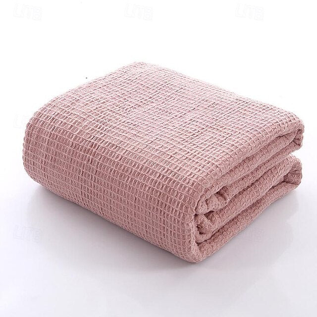 100% Cotton Waffle Throw Comfortable and Breathable Honeycomb Nap Blanket Pure Cotton Towel Blanket