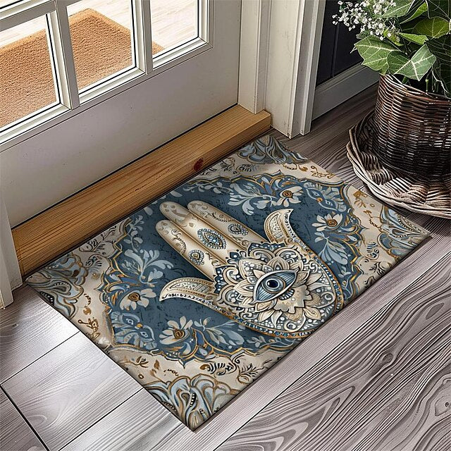 Hamsa Hand Ramadan Doormat Floor Mats Washable Rugs Kitchen Mat Non-Slip Oil Proof Rug Indoor Outdoor Mat Bedroom Decor Bathroom Mat Entrance Rug