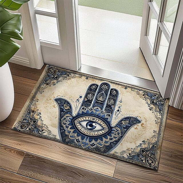 Hamsa Hand Ramadan Doormat Floor Mats Washable Rugs Kitchen Mat Non-Slip Oil Proof Rug Indoor Outdoor Mat Bedroom Decor Bathroom Mat Entrance Rug