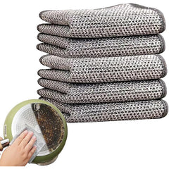 3pcs Steel Wire Dishwashing Cloth Kitchen Cleaning Cloth Non-stick Oil Dish Clean Towel Washing Rags Household Cleaning Cloths