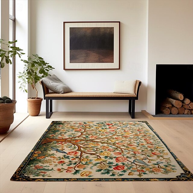 Inspired by William Morris Area Rug Kitchen Mat Non-Slip Oil Proof Floor Mat Livingroom Rug Indoor Outdoor Mat Bedroom Decor Bathroom Mat Entrance Rug Door Mat Bird Tree of Life