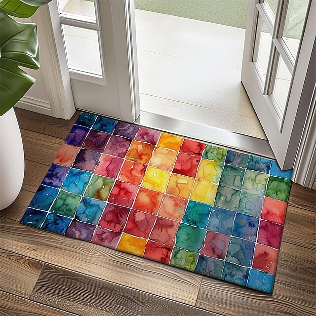 Rainbow Painting Doormat Floor Mats Washable Rugs Kitchen Mat Non-Slip Oil Proof Rug Indoor Outdoor Mat Bedroom Decor Bathroom Mat Entrance Rug