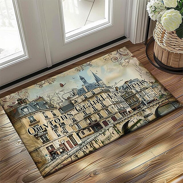 Graffiti Doormat Kitchen Mat Floor Mat Non-Slip Area Rug Oil Proof Rug Indoor Outdoor Mat Bedroom Decor Bathroom Mat Entrance Rug Eiffel Tower