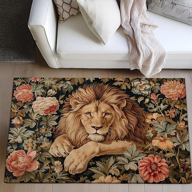 Sleeping Lion Area Rug Kitchen Mat Non-Slip Oil Proof Floor Mat Livingroom Rug Indoor Outdoor Mat Bedroom Decor Bathroom Mat Entrance Rug Door Mat