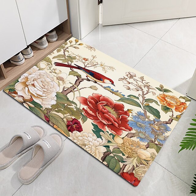 Animal Bird Floral Doormat Floor Mats Washable Rugs Kitchen Mat Non-Slip Oil Proof Rug Indoor Outdoor Mat Bedroom Decor Bathroom Mat Entrance Rug