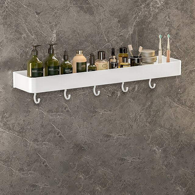 Shower Caddy Bathroom Shelves Wall Mounted White Storage Organizer Rack Bathroom Kitchen Bathroom Hardware Pendant Bathroom Shelf Space Aluminum Shower Rack Corner Shelf Square Bath Shower Shelf