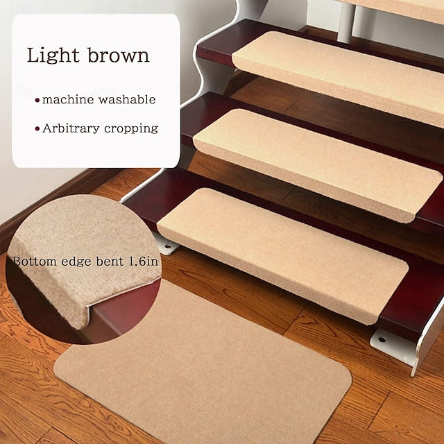 Stair Tread Carpet,Stair Runner Carpet,Self-Adhesive/Velcro Patch Staircase Mats Rug, Stair Pads Step Protectors, Removable Washable Step Floor Rugs For Home Staircase Decoration