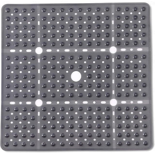 Shower Mats Rubber Shower Mat with Drain Hole - Non-Slip Bathtub Mat for Bathroom, Anti-Mildew, Quick-Drying, Comfortable and Safe for Kids and Elderly