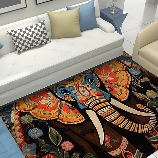 Boho Elephants Area Rug Kitchen Mat Non-Slip Oil Proof Floor Mat Livingroom Rug Indoor Outdoor Mat Bedroom Decor Bathroom Mat Entrance Rug Door Mat