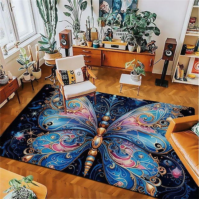 Art Butterfly Area Rug Kitchen Mat Non-Slip Oil Proof Floor Mat Livingroom Rug Indoor Outdoor Mat Bedroom Decor Bathroom Mat Entrance Rug Door Mat