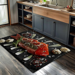 Fish Meat Doormat Kitchen Mat Floor Mat Non-Slip Area Rug Oil Proof Rug Indoor Outdoor Mat Bedroom Decor Bathroom Mat Entrance Rug