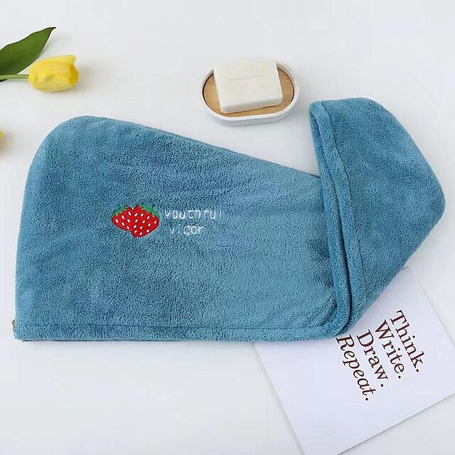 Dry Hair Cap Embroidery Cap Double-Layer Shower Cap Quick-Drying Strong Water Absorption Thickened Home Bag Hair Dry Hair Towel Back To School College Student