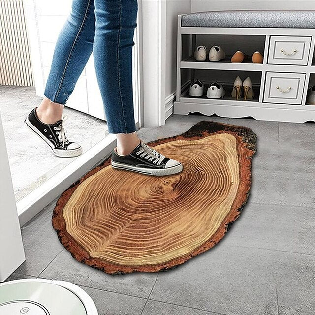 Door Mat Floor Mat Non Slip Ring of Tree 3D Trunk Wooden Log Print Area Rug Bath Mat Waterasorb for Indoor Outdoor Patio Bedroom Kitchen Office