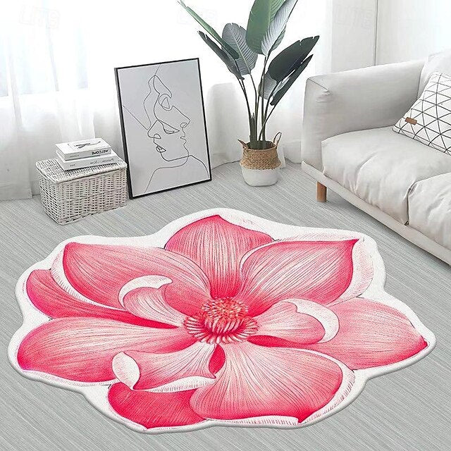 Area Rugs Flower Shaped Rugs Simple 3D Big Flower Carpet Washable Floor Mats