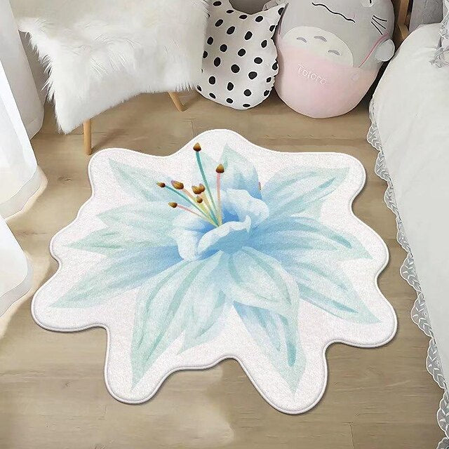 Area Rugs Flower Shaped Rugs Simple 3D Big Flower Carpet Washable Floor Mats